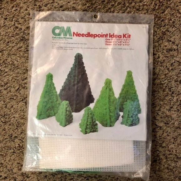 No brand / Not sure Other - 1978 Columbia-Minerva Needlepoint Idea Kit 3 Christmas Trees NEW 8241